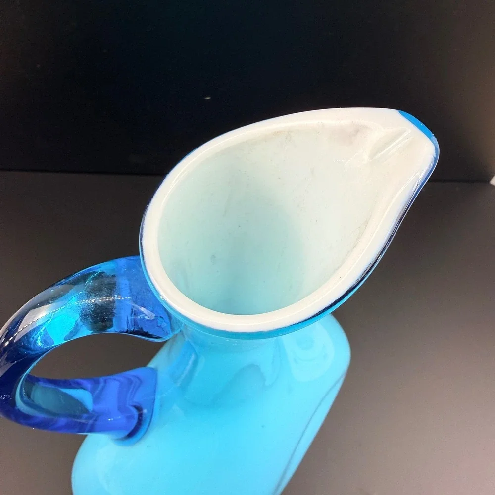 Stelvia Italy‎ Cased Blue Pinched Pitcher Blue Handle Mid Century Modern 13